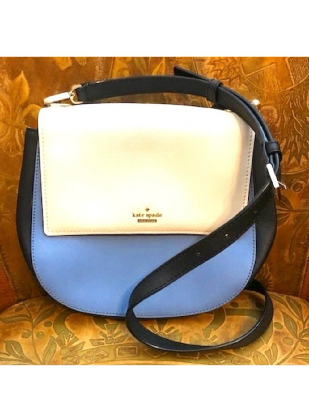 KATE SPADE Cameron Street Byrdie Crossbody Bag Colorblock Blue Ivory MSRP $298